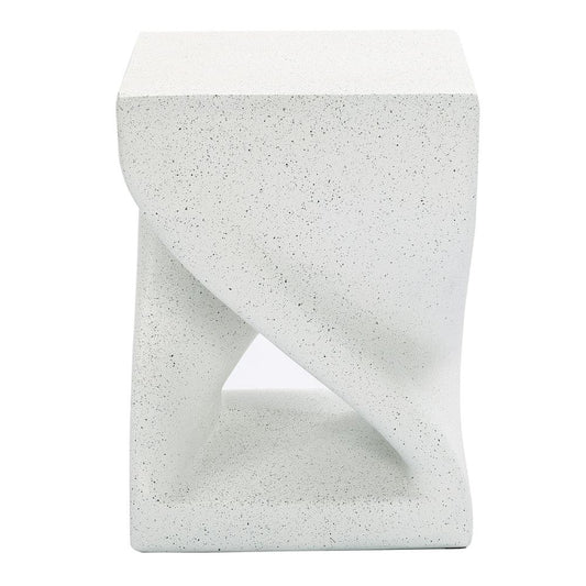 Speckled White MgO Square Twisted Indoor and Outdoor Side Table