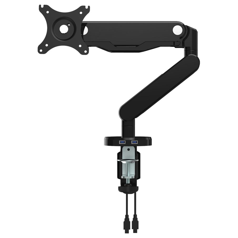 Single Monitor Arm with Dual USB 3.0 Port in Black Finish, A2MAS1730-BK