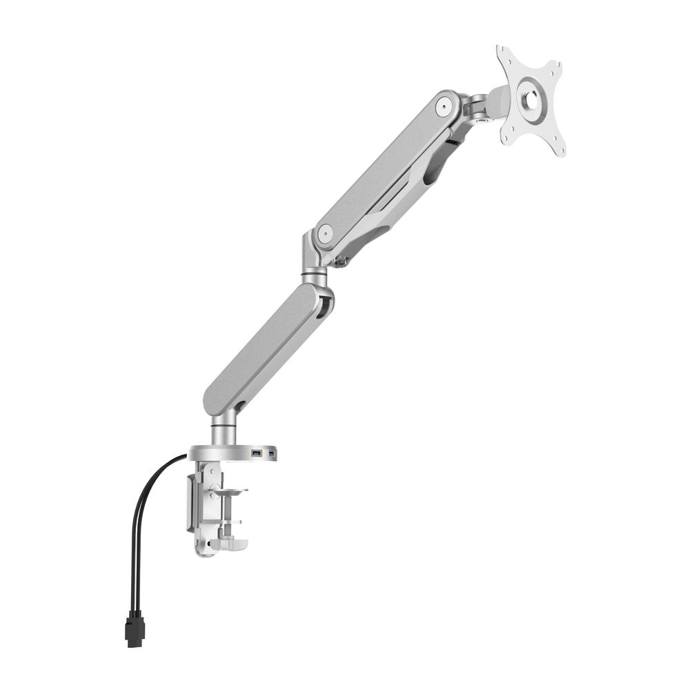 Single Monitor Arm with Dual USB 3.0 Port in Silver Finish, A2MAS1730-SV