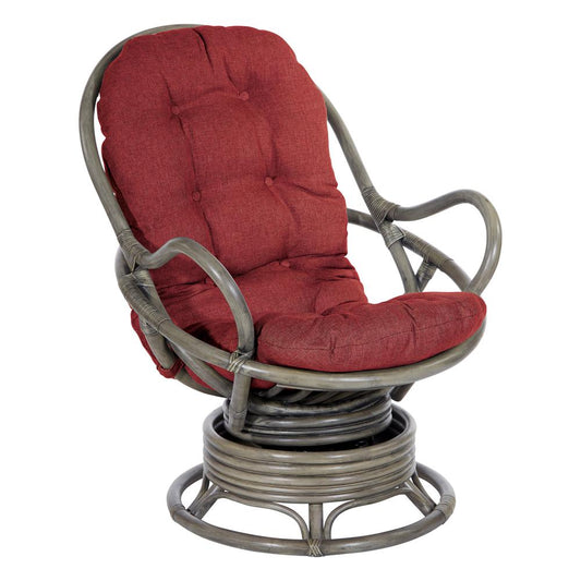 Tahiti Rattan Swivel Rocker, Red