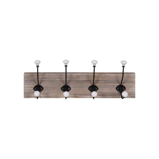 Stratton Home Decor Farmhouse Wall Hooks with Ceramic Knobs