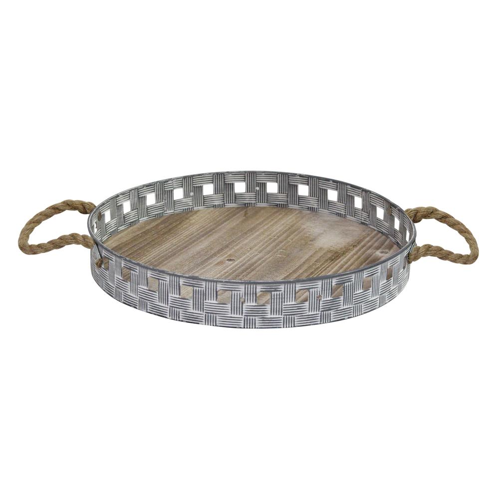 Stratton Home Decor Woven Metal and Wood Tray