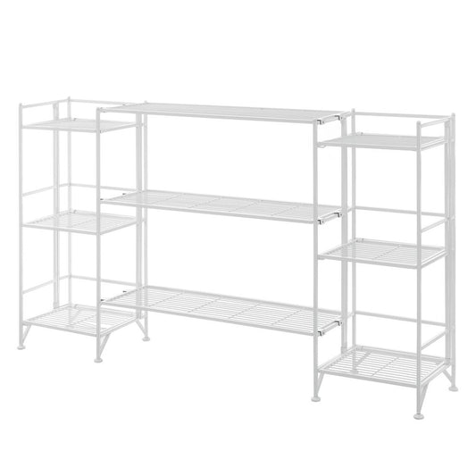 Xtra Storage 3 Tier Folding Metal Shelves with Set of 3 Deluxe Extension Shelves