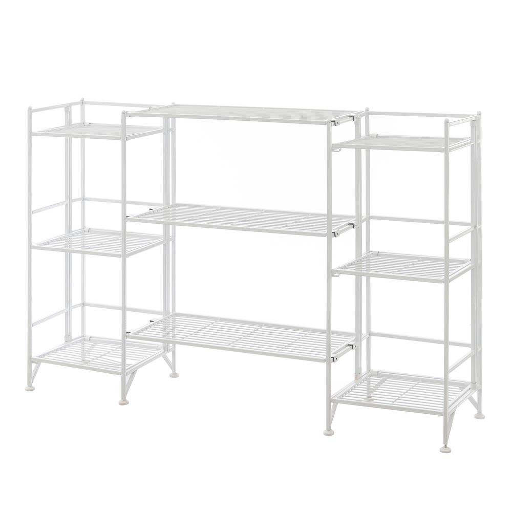 Xtra Storage 3 Tier Folding Metal Shelves with Set of 3 Extension Shelves