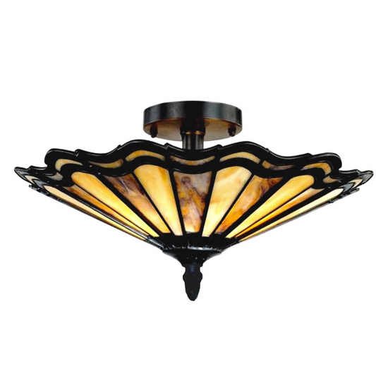 HEIDI Tiffany-style 2 Light Semi-flush Ceiling Fixture 16" Shade