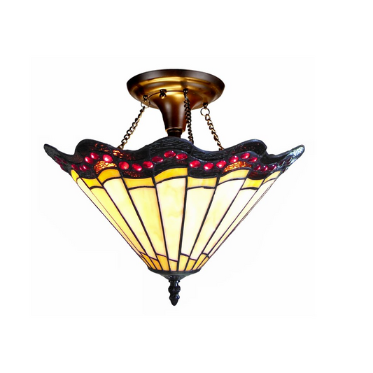 ADRIANA Tiffany-style 2 Light Baroque Semi-flush Ceiling Fixture 16" Shade