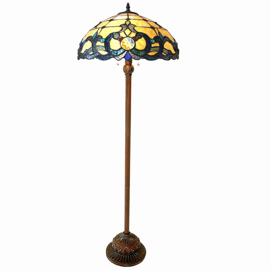 DOUTZEN Tiffany-style 2 Light Victorian Floor Lamp 18" Shade