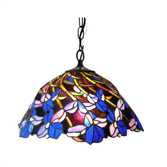 NATALIE Tiffany-style 2 Light Iris Hanging Pendant Lamp 19" Shade