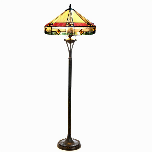 RIDLEY Tiffany-style 2 Light Mission Floor Lamp 18" Shade