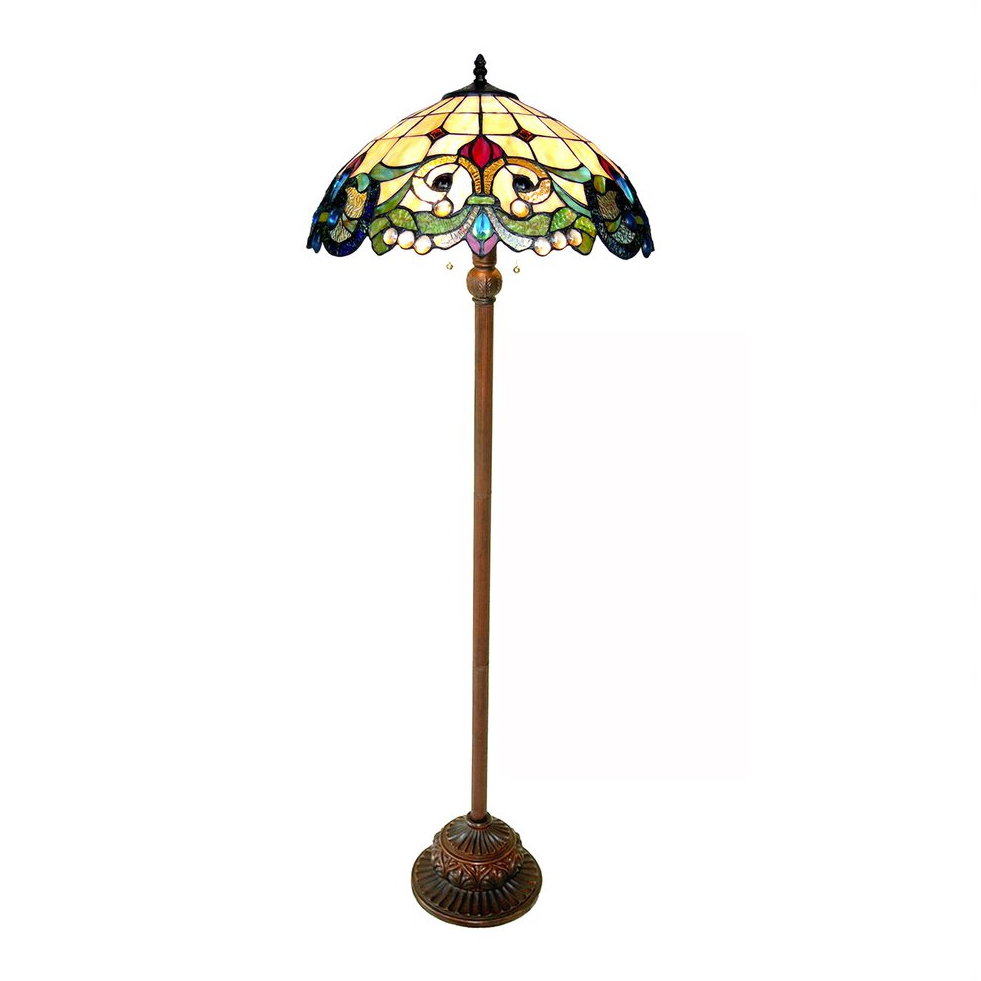 DULCE Tiffany-style 2 Light Victorian Floor Lamp 18" Shade