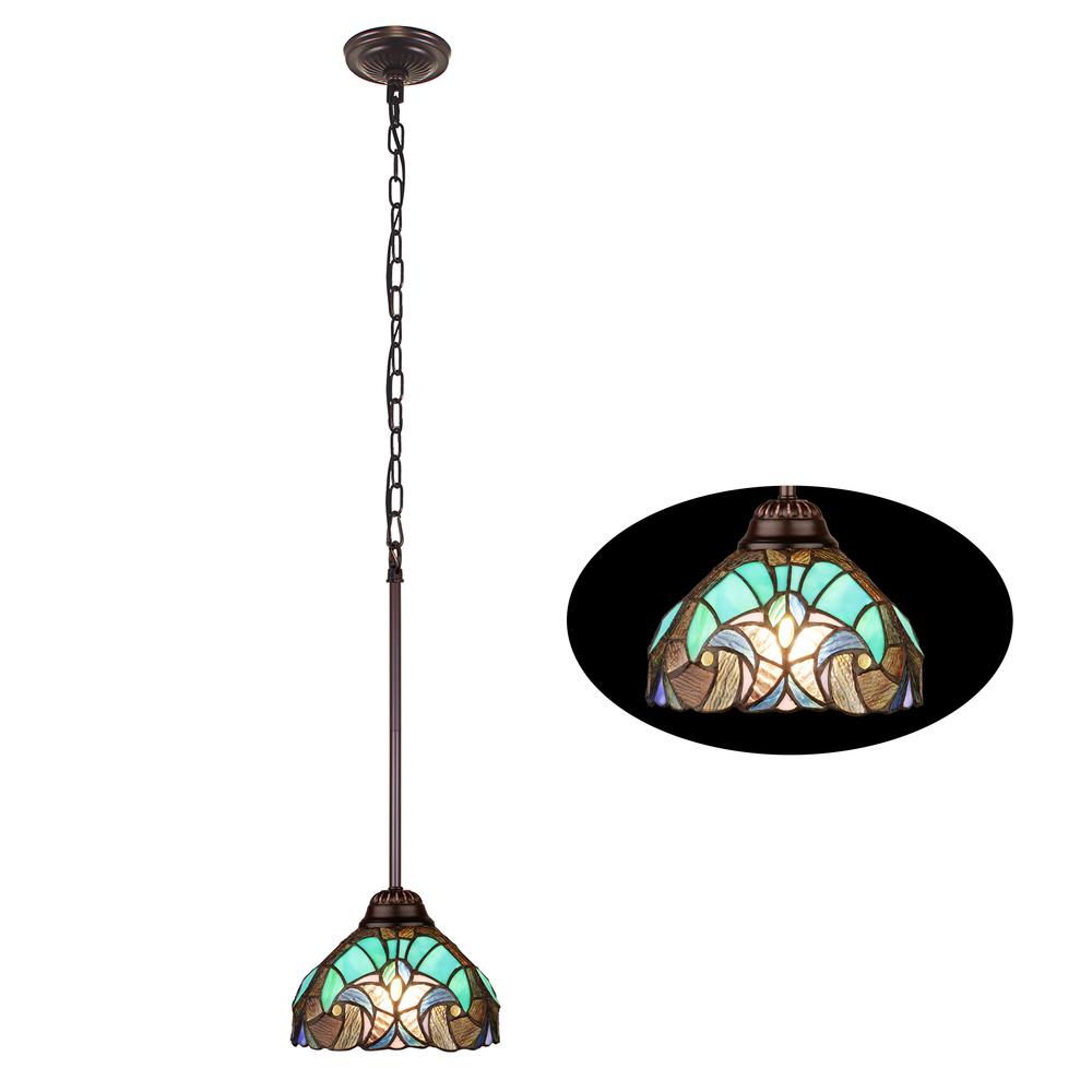 1-Light Antique Dark Bronze Finish Ceiling Mini Pendant 8" Shade