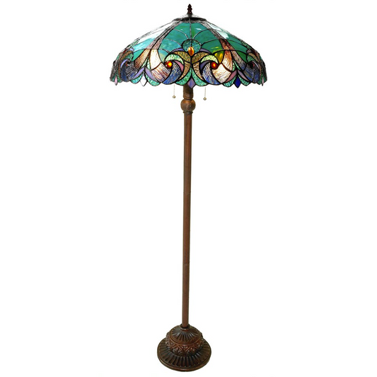 LIAISON Tiffany-style 2 Light Victorian Floor Lamp 18" Shade