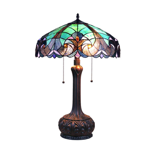 CHLOE Lighting LIAISON Tiffany-Style Antique Dark Bronze 2-Light Victorian Table Lamp 18" Shade