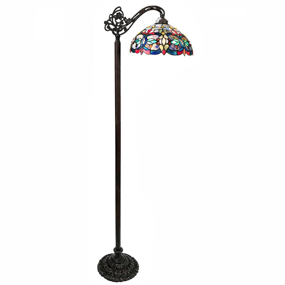 CHLOE Lighting VIVIAN Tiffany-Style Victorian Stained Glass Reading Floor Lamp 60" Height