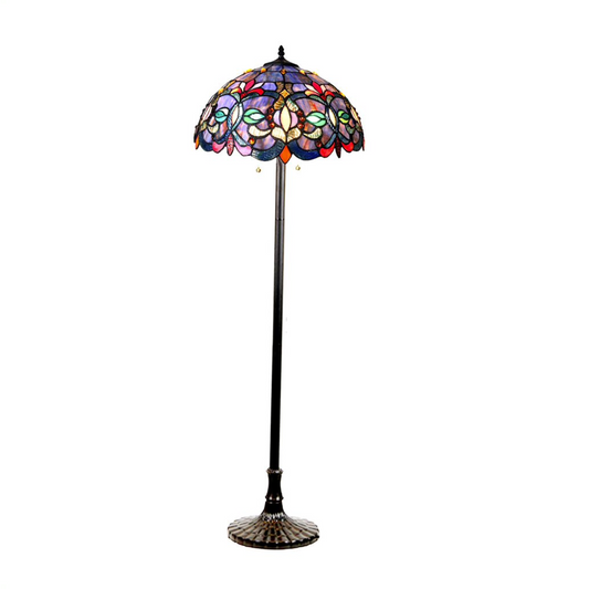 PRISCILLA Tiffany-style 2 Light Victorian Floor Lamp 18" Shade