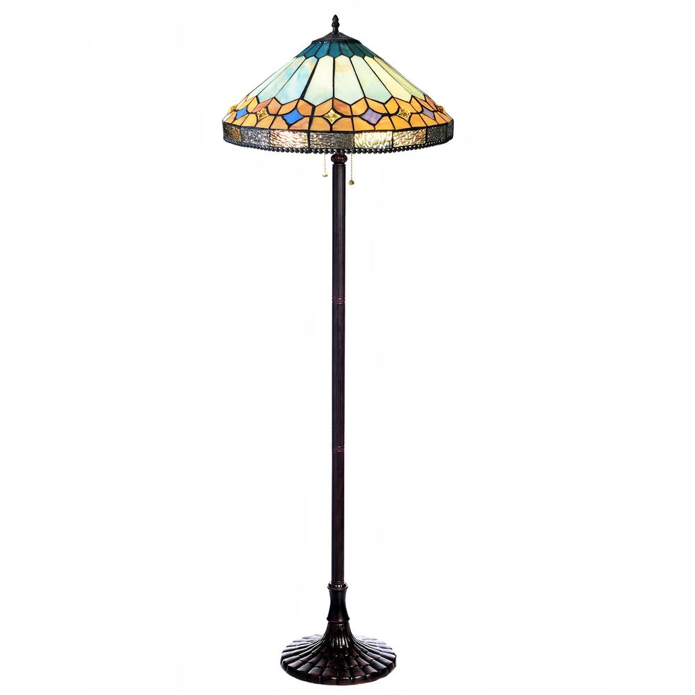 CHLOE Lighting NICHOLAS Tiffany-Style Mission Stained Glass Floor Lamp 61" Height