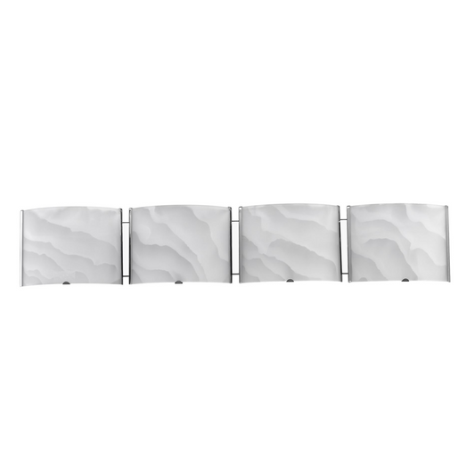 AMPERE Transitional 4 Light Chrome Metallic Bath Vanity Wall Fixture White Frosted Alabaster Glass 33" Wide