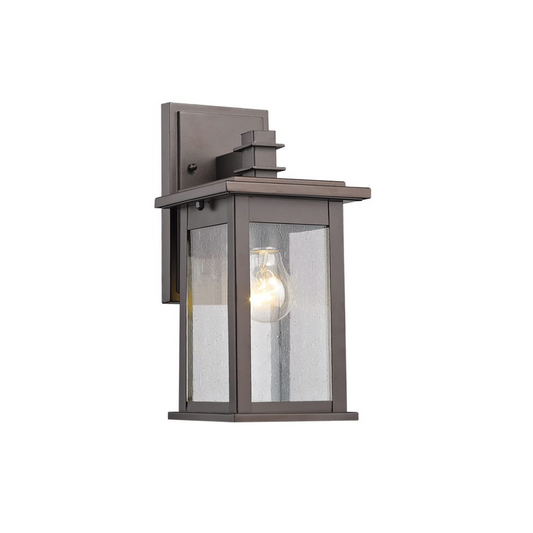 TRISTAN Transitional 1 Light Rubbed Bronze Outdoor Wall Sconce 12" Height