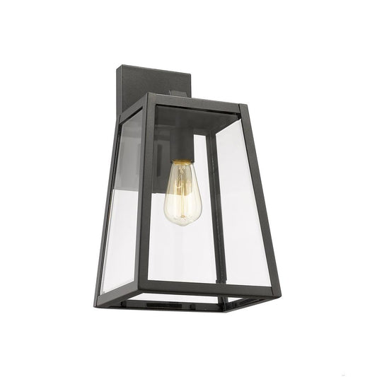 XANDRA Industrial 1 Light Textured Black Outdoor Wall Sconce 16" Tall