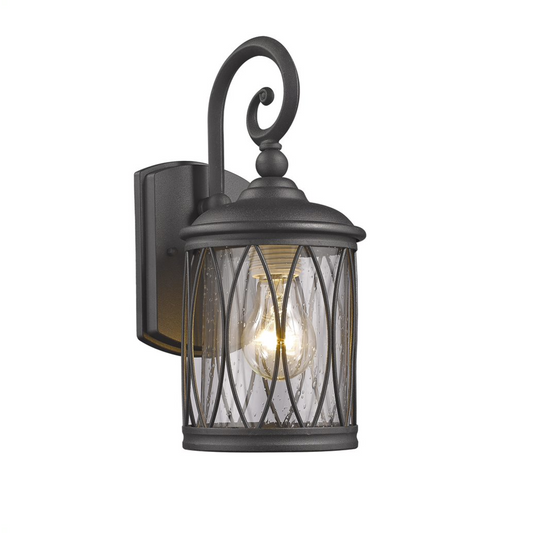 DINADAN Transitional 1 Light Black Outdoor Wall Sconce 13" Height