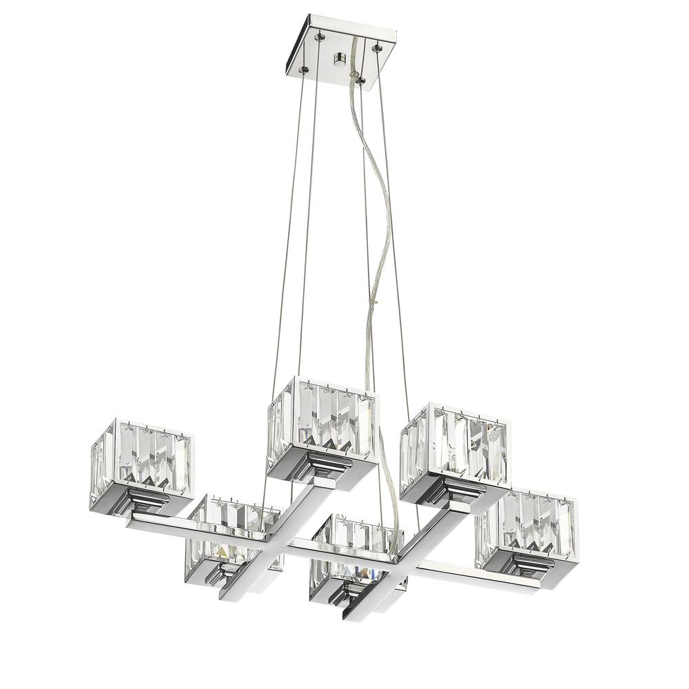 TRILLUMINATE Contemporary 6 Light Chrome Finish Chandelier 23" Wide