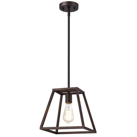 CHLOE Lighting IRONCLAD- Industrial 1 Light Oil Rubbed Bronze Mini Pendant Ceiling Fixture 10" Wide