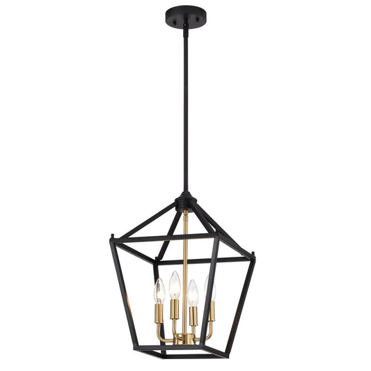 CHLOE Lighting IRONCLAD Industrial 4 Light Textured Black Inverted Pendant Ceiling Fixture 12" Wide