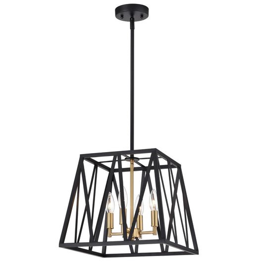 CHLOE Lighting IRONCLAD Industrial 4 Light Textured Black Inverted Pendant Ceiling Fixture 14" Wide