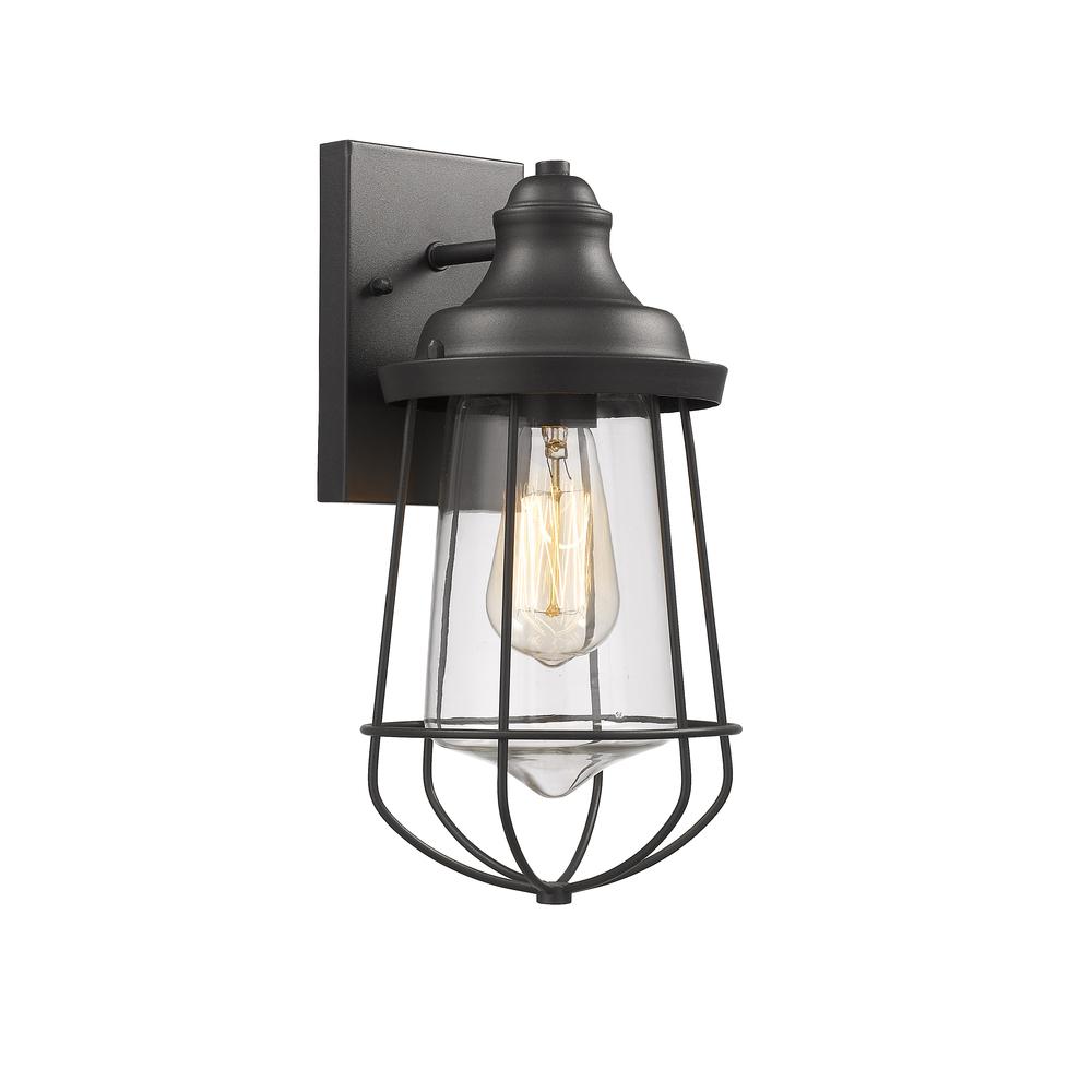 LUCAS Industrial-style 1 Light Textured Black Outdoor/Indoor Wall Sconce 12" Tall