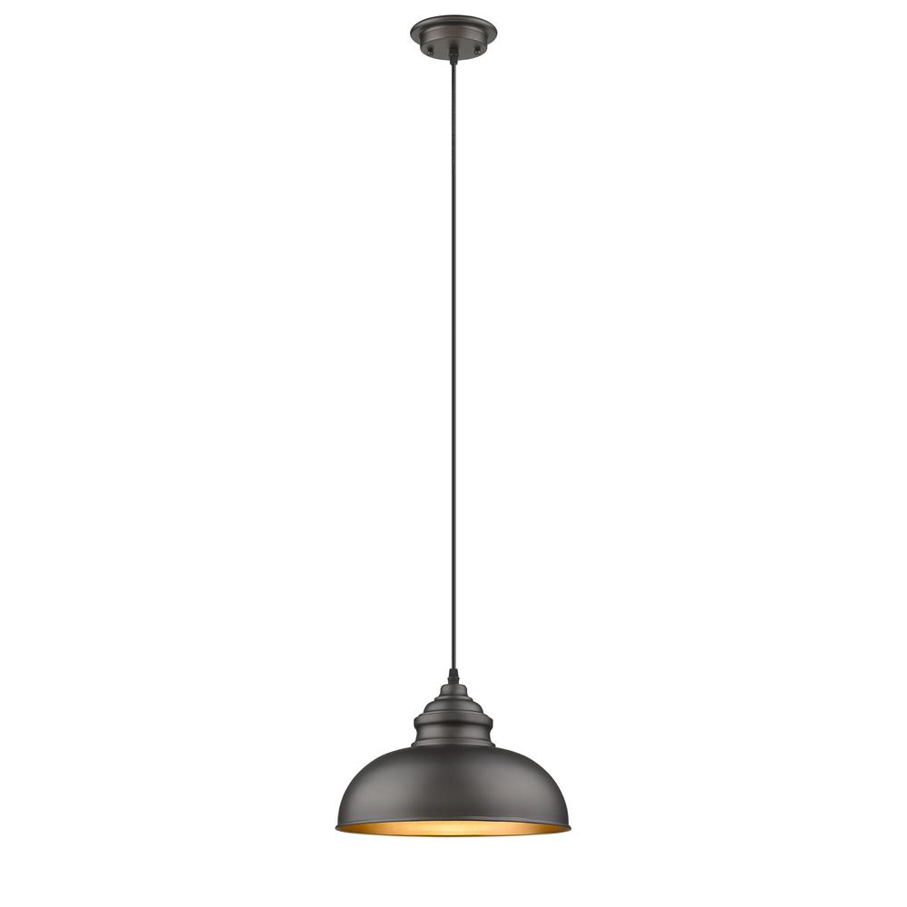 IRONCLAD Industrial-style 1 Light Rubbed Bronze Ceiling Mini Pendant 12" Wide