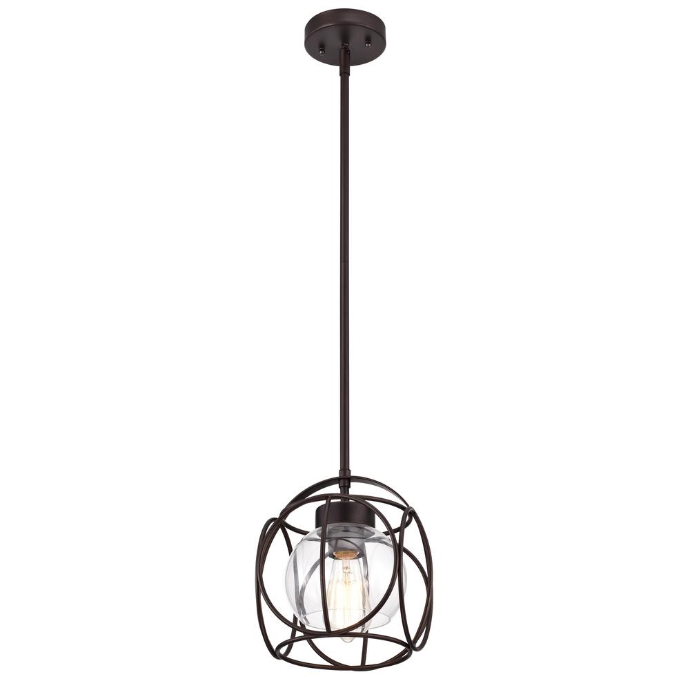 CHLOE Lighting RYLEE Transitional 1 Light Oil Rubbed Bronze Mini Pendant Ceiling Fixture 10" Wide