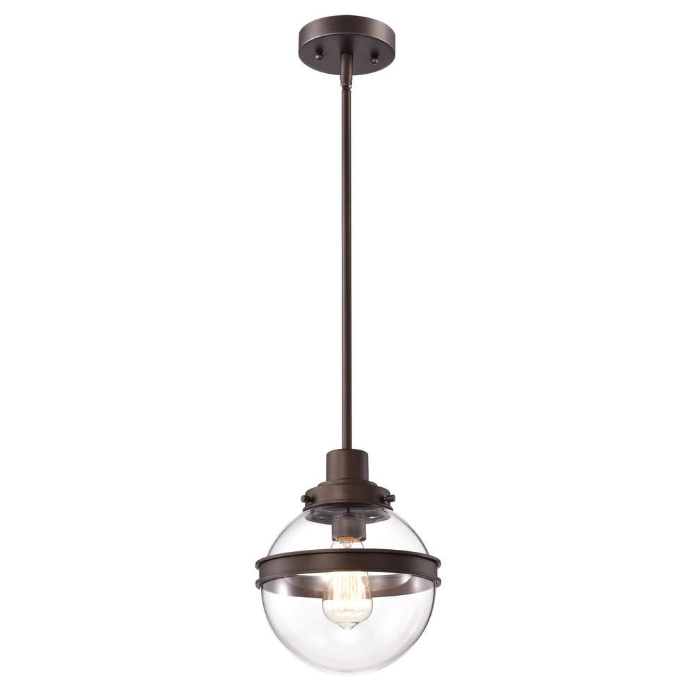 CHLOE Lighting ROAN Transitional 1 Light Oil Rubbed Bronze Mini Pendant Ceiling Fixture 9" Wide