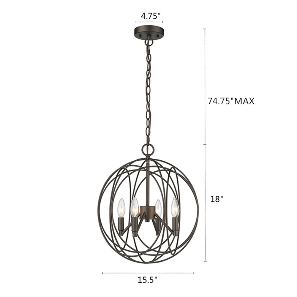 ELLA Farmhouse 4 Light  Rubbed Bronze Ceiling Pendant 15.5" Wide