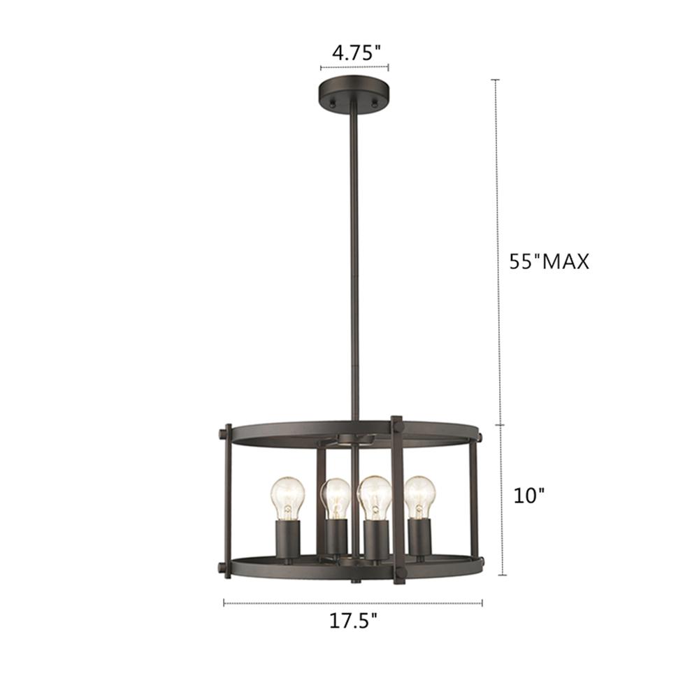 IRONCLAD Farmhouse 4 Light  Rubbed Bronze Convertible Ceiling Pendant 17.5" Wide