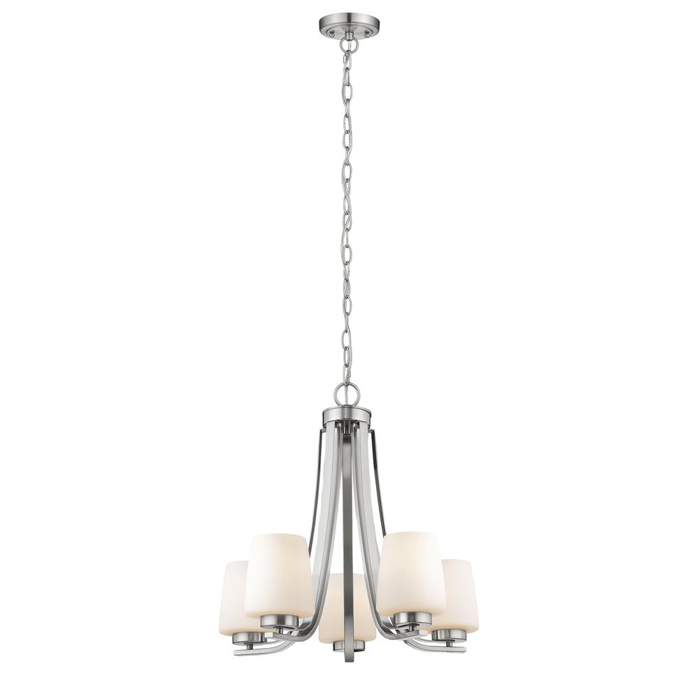 OLIVIA Contemporary 5 Light Brushed Nickel Mini Chandelier 22" Wide