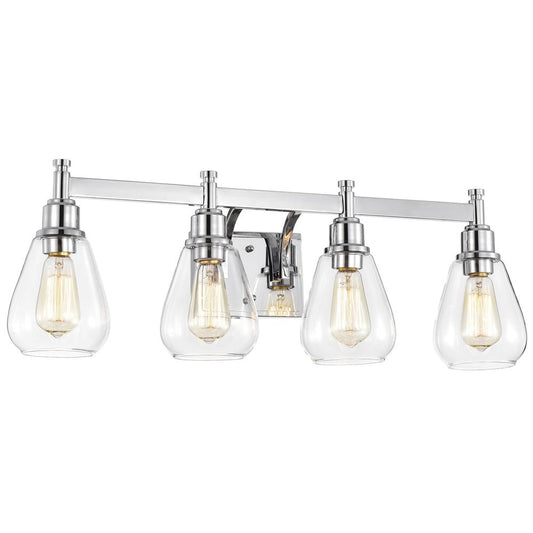 CHLOE Lighting HUDSON Transitional 4 Light Chrome Bath Vanity Fixture 29" Wide