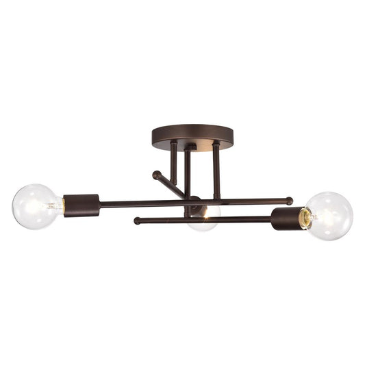 CHLOE Lighting IRONCLAD Industrial 3 Light Oil Rubbed Bronze Semi-Flush Ceiling Fixture 21" Wide