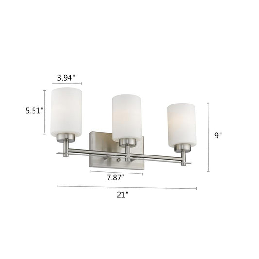 NEVAEH Transitional 3 Light Brushed Nickel Bath and Vanity Light 21" Wide