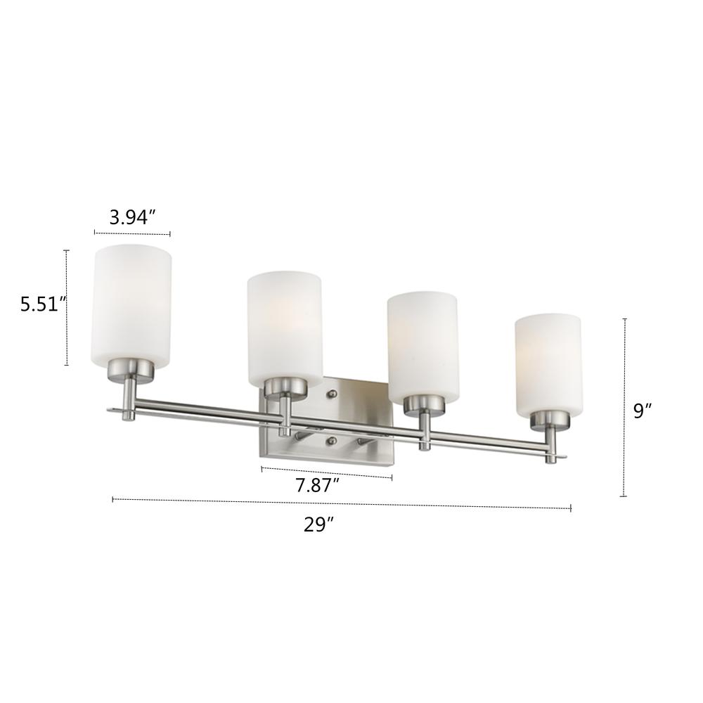 NEVAEH Transitional 4 Light Brushed Nickel Bath and Vanity Light 29" Wide