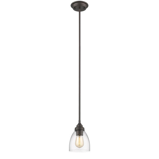 ELISSA Transitional 1 Light Rubbed Bronze Ceiling Mini Pendant 6" Wide