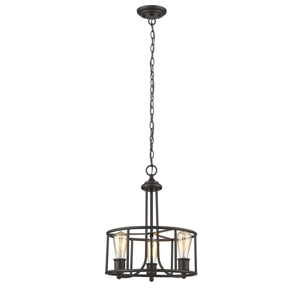 ELISSA Transitional 3 Light Rubbed Bronze Ceiling Pendant 15" Wide