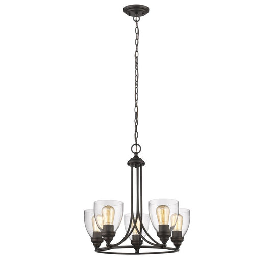 ELISSA Transitional 5 Light Rubbed Bronze Mini Chandelier 22" Wide