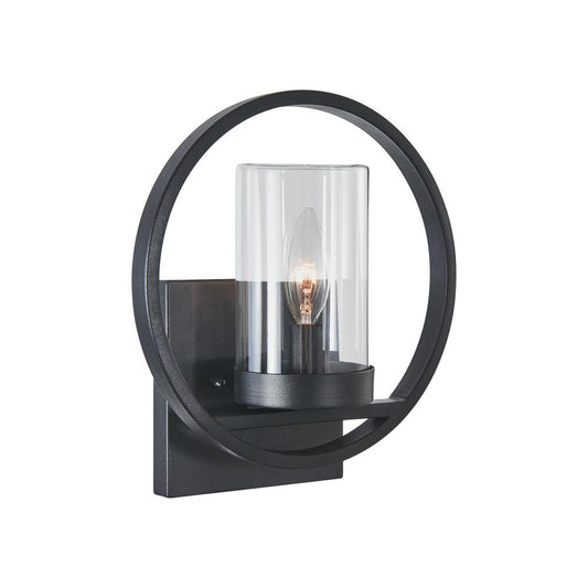 JOSEPH Transitional 1 Light Textured Black Outdoor/Indoor Wall Sconce 11" Tall