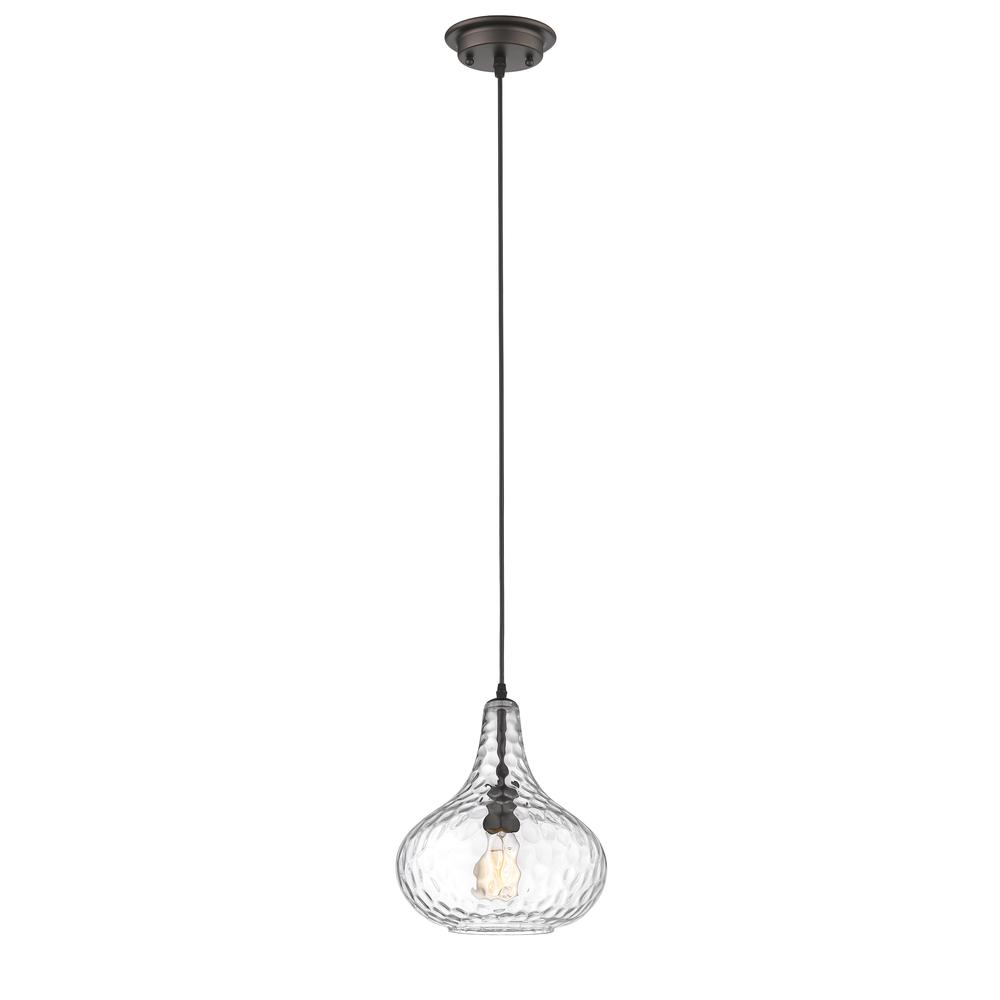 HAILEY Transitional 1 Light Rubbed Bronze Ceiling Mini Pendant 11" Wide