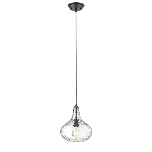 HAILEY Transitional 1 Light Rubbed Bronze Ceiling Mini Pendant 11" Wide