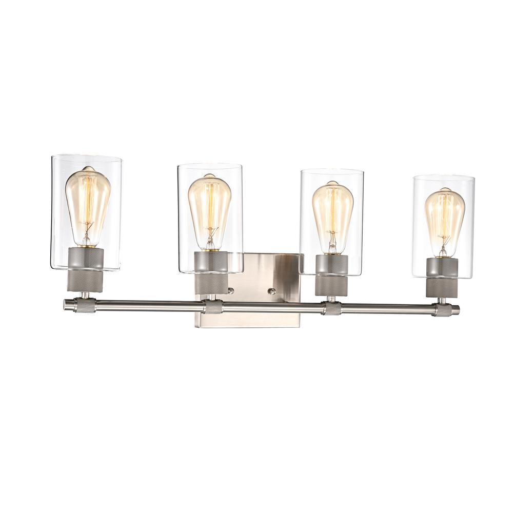 CHLOE Lighting MERCY Contemporary 4 Light Brushed Nickel Bath Vanity Fixture 27" Width