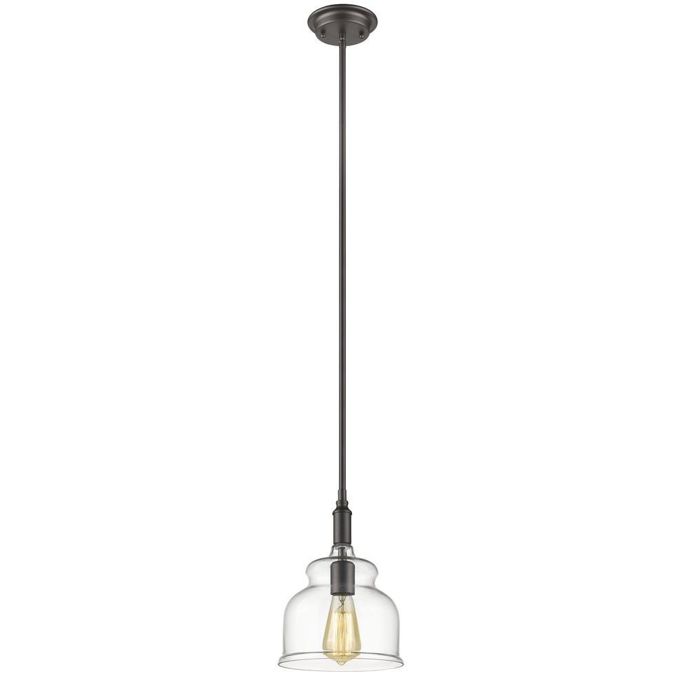 ZOE Transitional 1 Light Rubbed Bronze Ceiling Mini Pendant 8" Wide