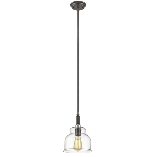 ZOE Transitional 1 Light Rubbed Bronze Ceiling Mini Pendant 8" Wide