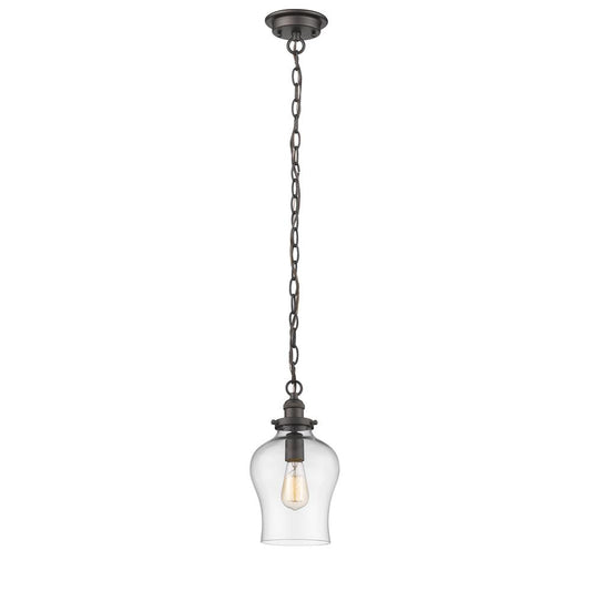 SKYLAR Transitional 1 Light Rubbed Bronze Ceiling Mini Pendant 8" Wide