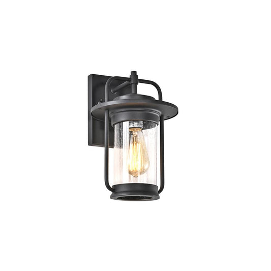 CHLOE Lighting JEFFREY Transitional 1 Light Textured Black Outdoor Wall Sconce 13" Height